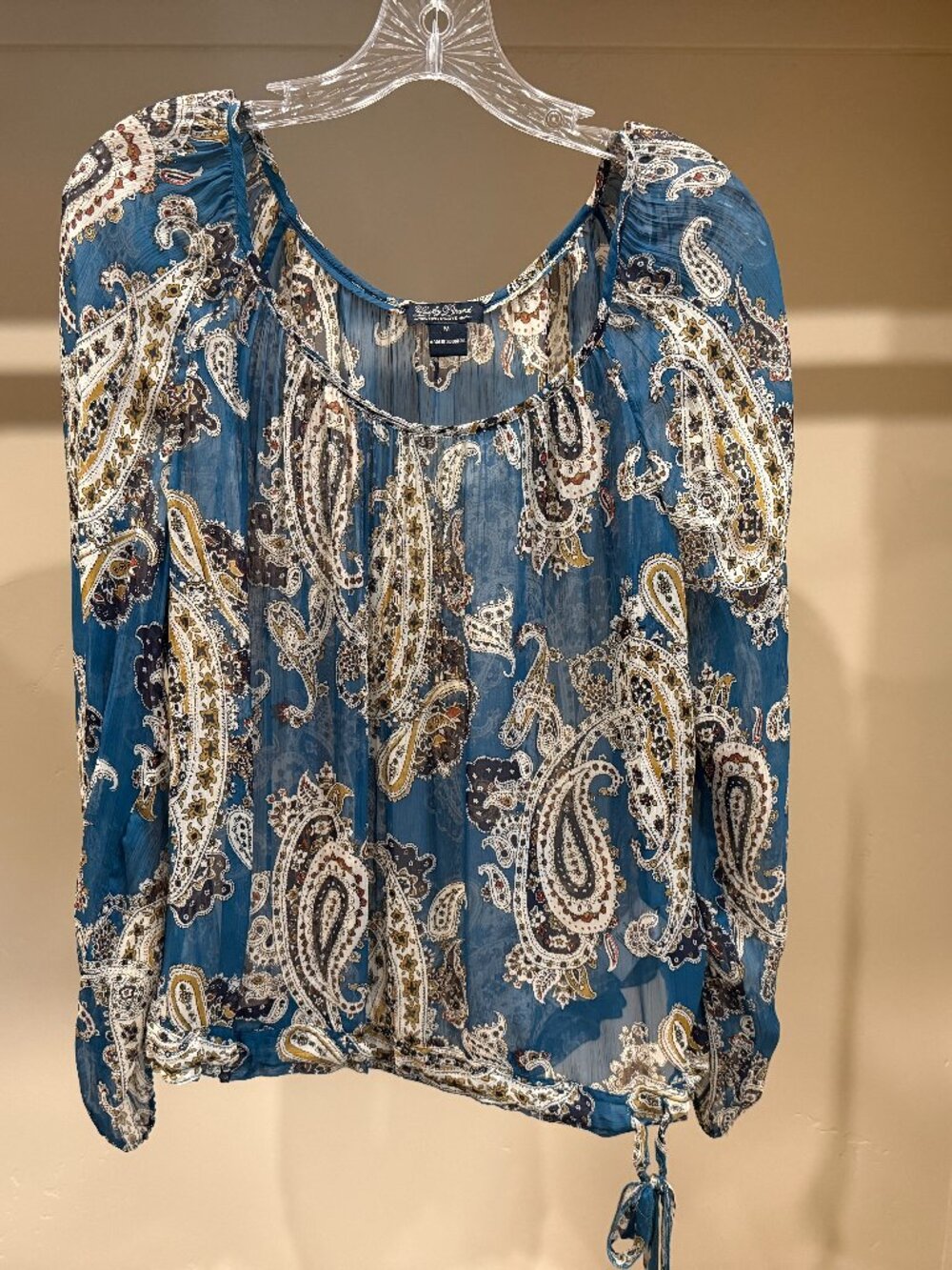 Lucky Brand Paisley Long Sleeve Bluse Size Medium